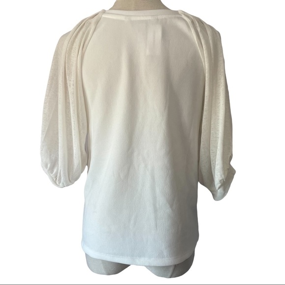 NEW WITH TAGS Banana Republic white 3/4 flowy sleeve shirt top - Picture 5 of 10